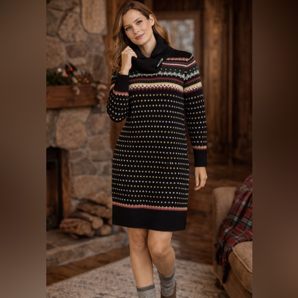 VTG. RALPH LAUREN BLUE LABEL FAIR ISLE SWEATER DRESS SIZE LARGE